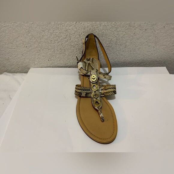 New Coach Snakeskin Python Embossed Wedge Sandals Turn Lock SIZE 7.5 B - Picture 1 of 13